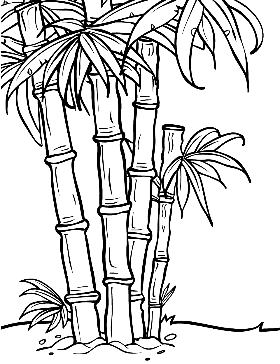 Bamboo Grove Coloring Page - A cluster of bamboo stalks, representing tranquility and strength.