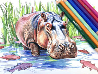 Hippo Coloring Pages for Kids