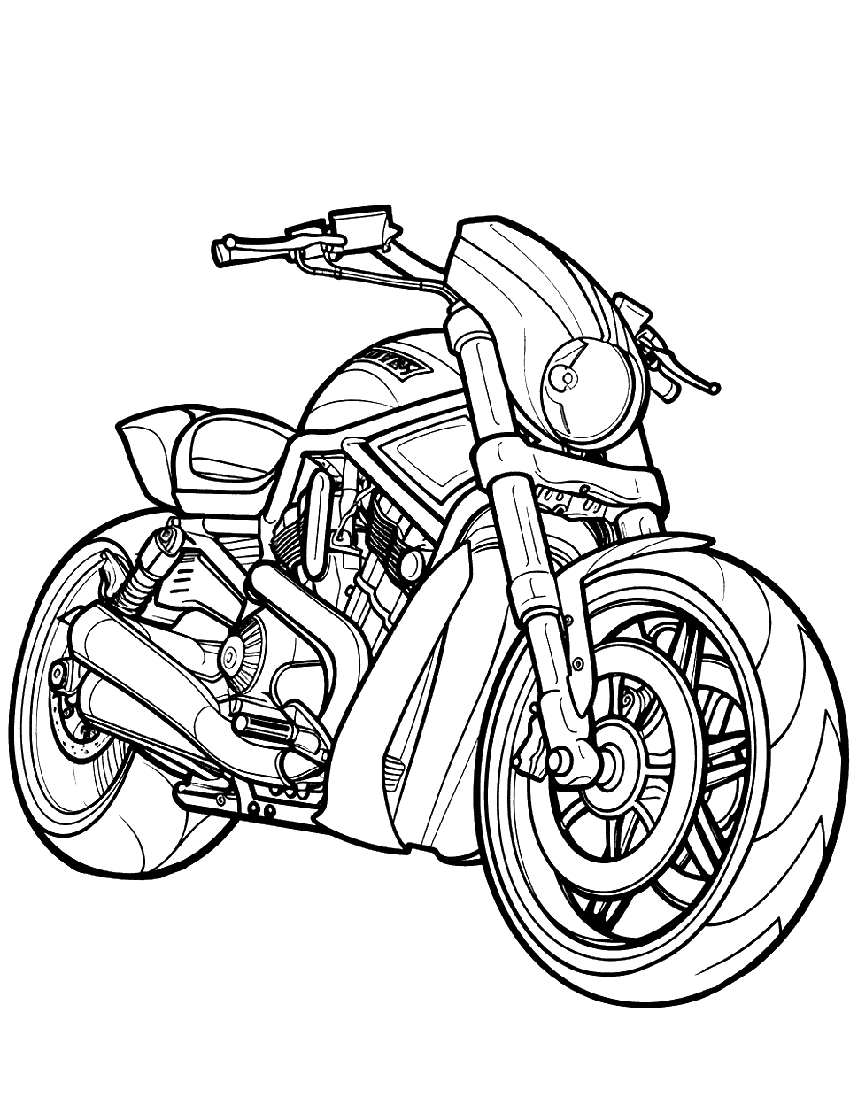 Hot Wheels Motorcycle Coloring Page - A stylized Hot Wheels motorcycle ready for racing action.