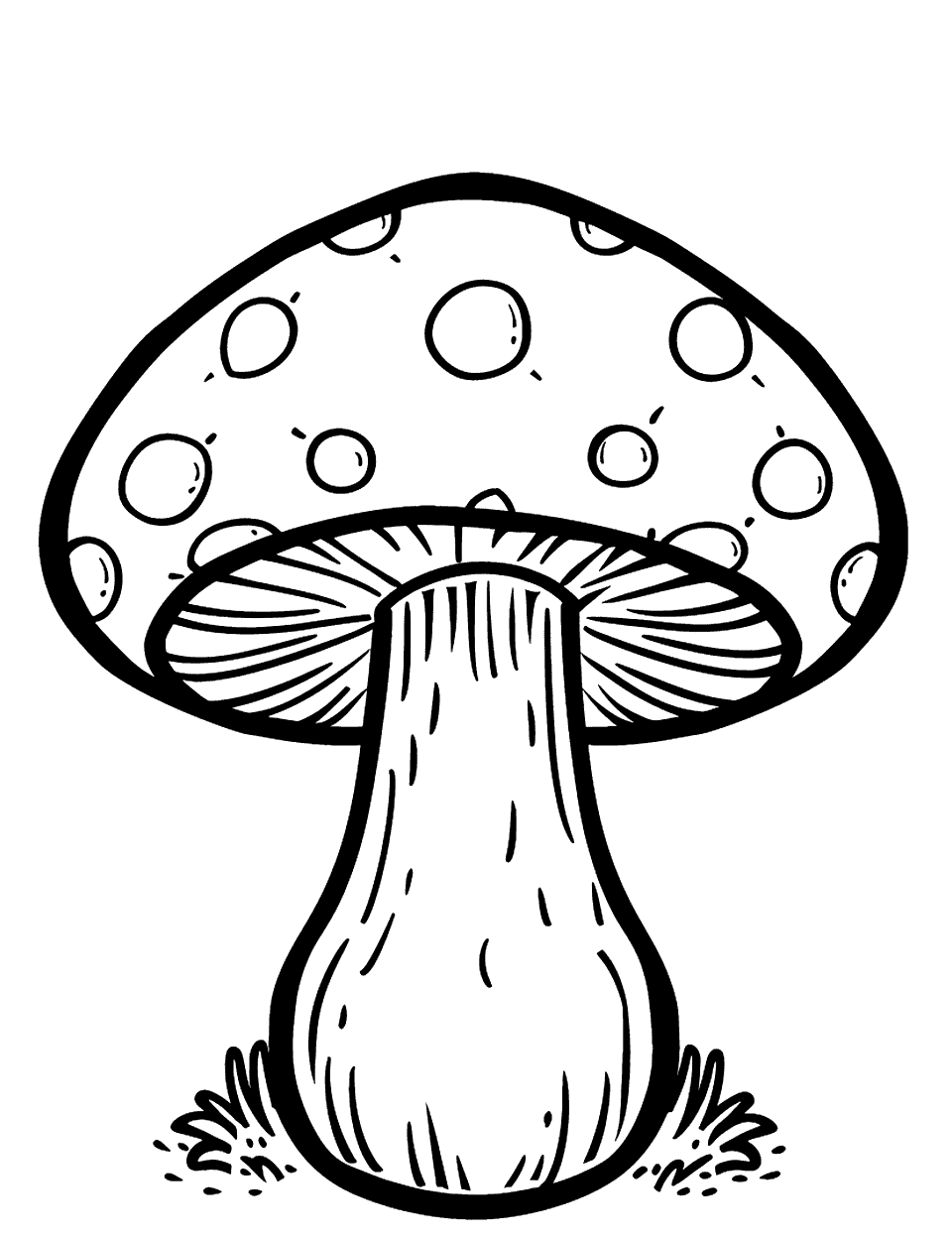 Mario Inspired Mushroom Coloring Page - A bright red mushroom with white spots, reminiscent of the iconic Mario games.