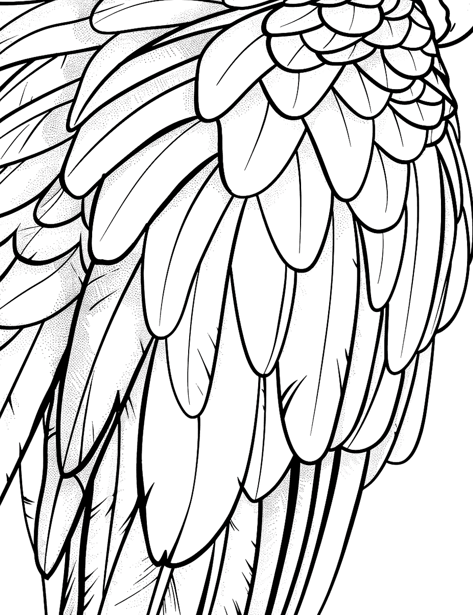 Parrot Feathers Coloring Page - A close-up view of a parrot’s feathers, arranged in a simple pattern.