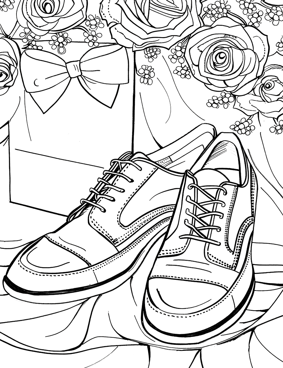 Fancy Dress Shoes Shoe Coloring Page - A pair of polished dress shoes ready to be rocked at a wedding.