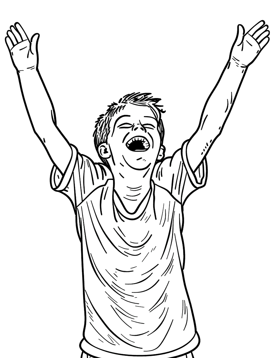 Goal Scorer's Joy Soccer Coloring Page - A player’s joyful expression after scoring a goal.