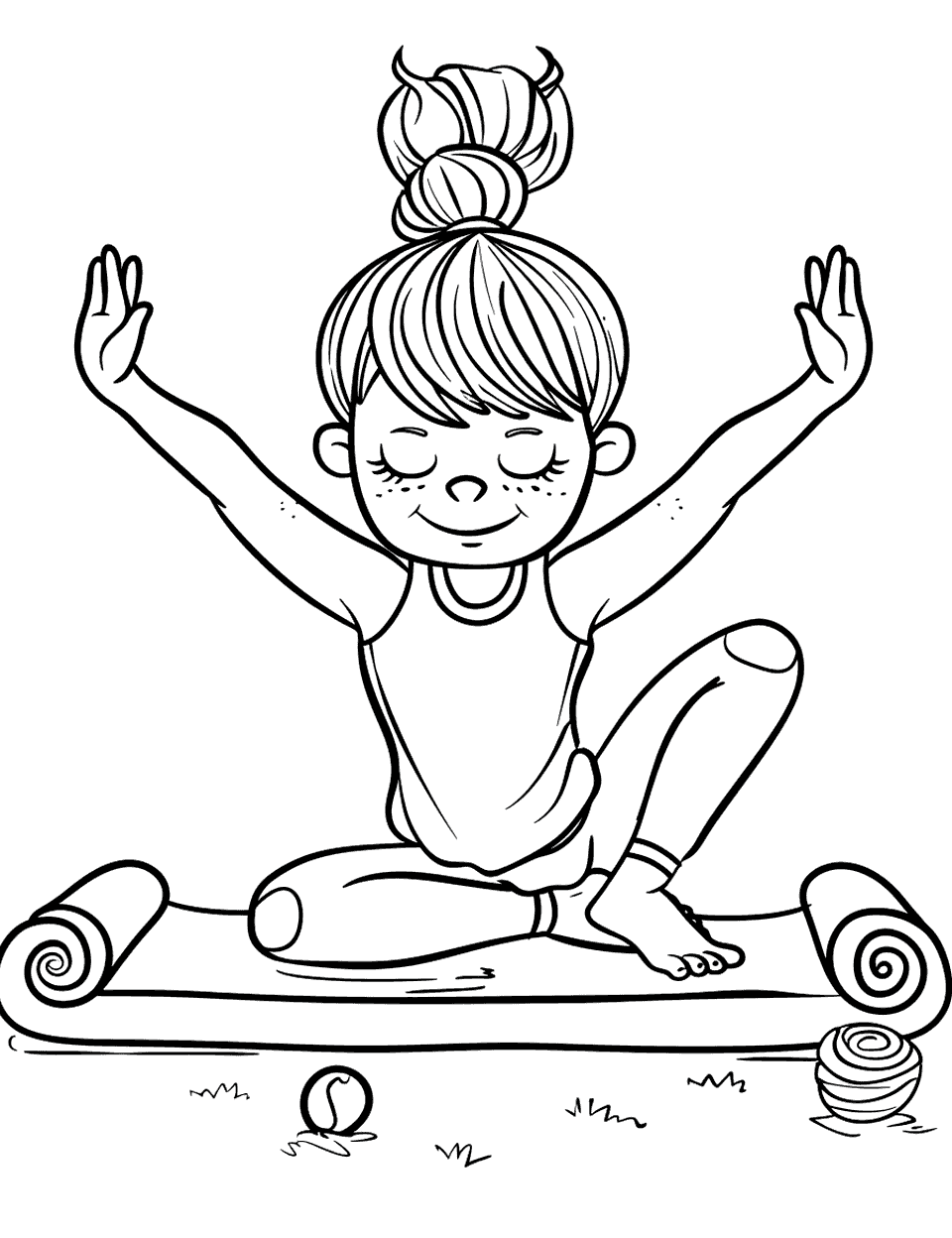Yoga Pose Sports Coloring Page - A person in a yoga pose on a simple mat.