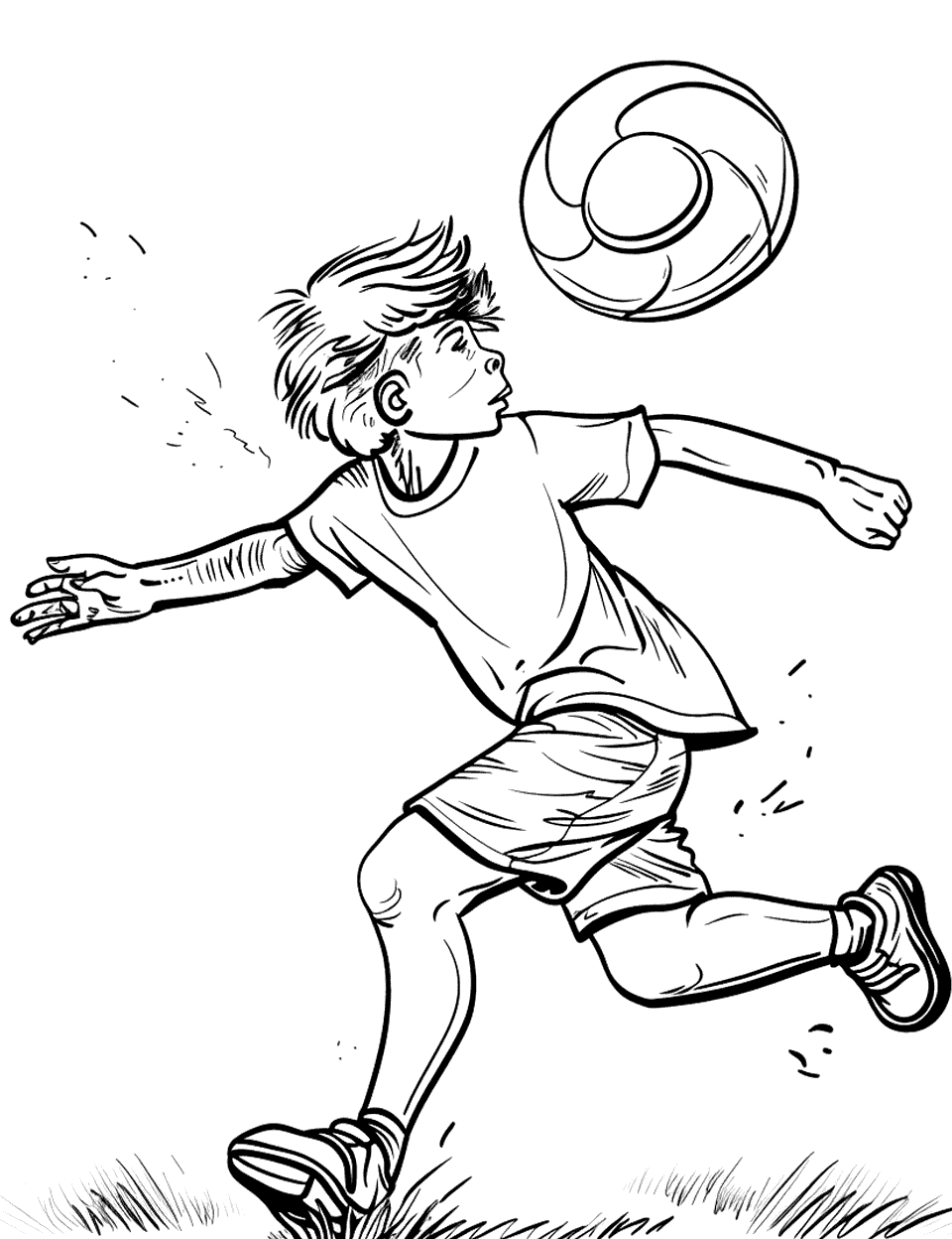 Ultimate Frisbee Catch Sports Coloring Page - A player rushing to catch a frisbee in an open field.