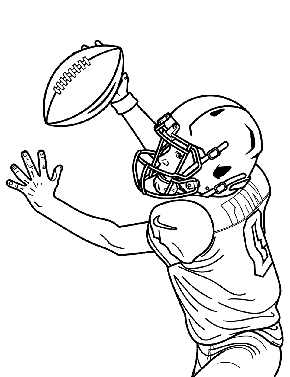 Football Quarterback Action Sports Coloring Page - A quarterback throwing a football.