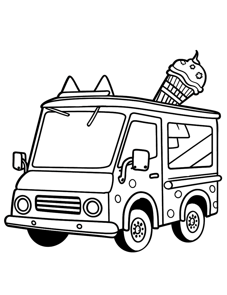 Ice Cream Truck Toddler Coloring Page - An ice cream truck with a simple design.