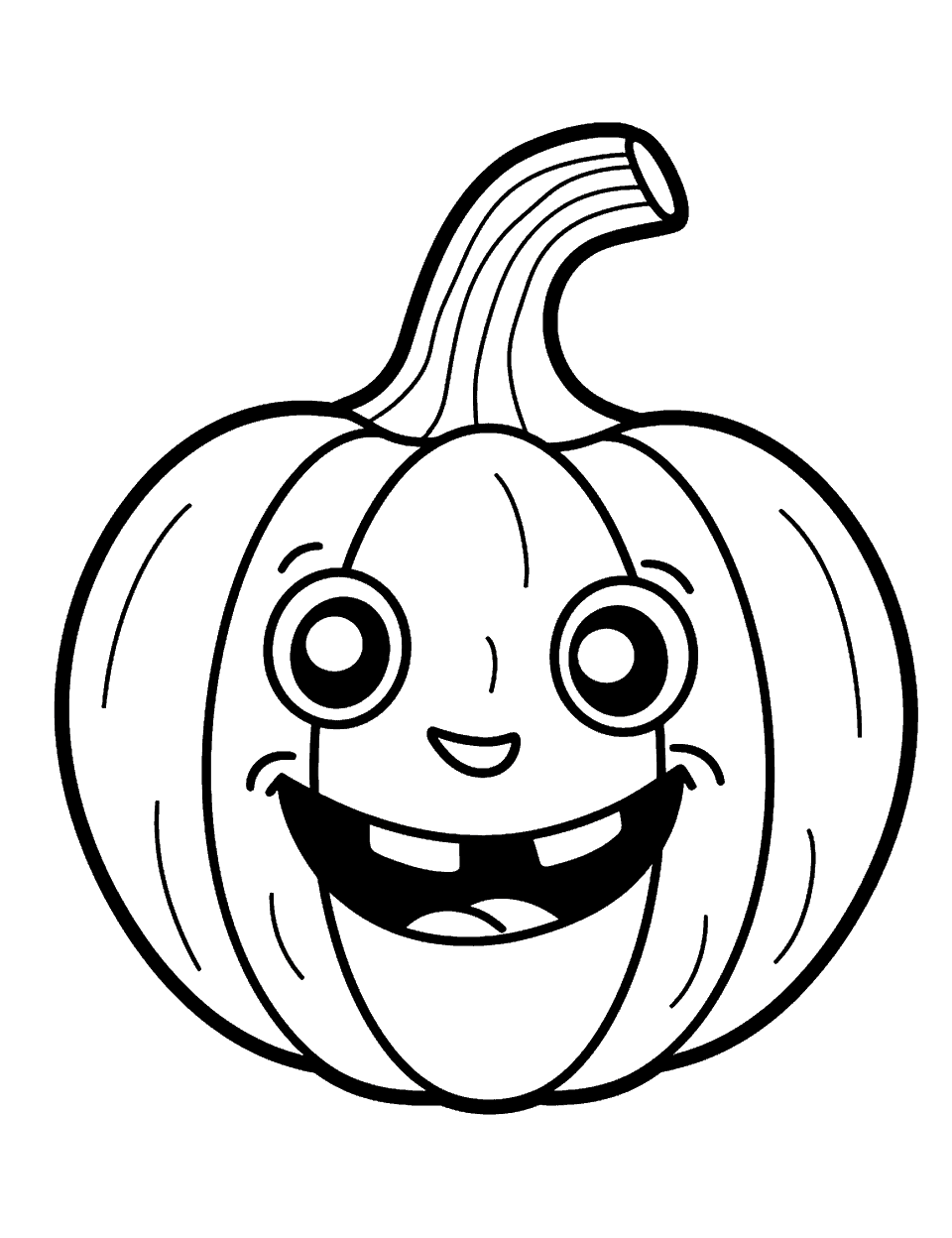 Pumpkin Carved Toddler Coloring Page - A pumpkin carved with a simple, happy face for Halloween.