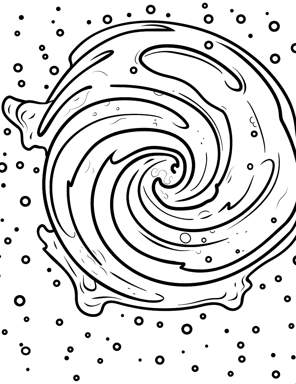 Galaxy Formation Science Coloring Page - A swirling galaxy with stars forming from clouds of gas and dust.