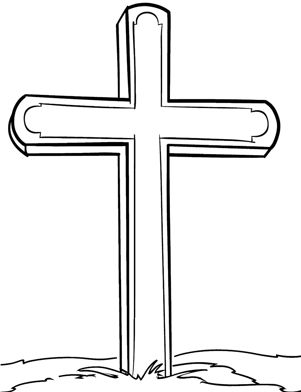 Simple Cross Outline Coloring Page - A basic outline of a cross provides ample space for creative coloring.