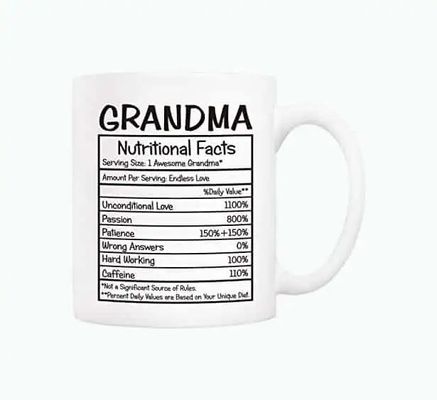 Product Image of the 5Aup Mothers Day Gifts Grandma Nutritional Facts Coffee Mug Christmas Gifts,...