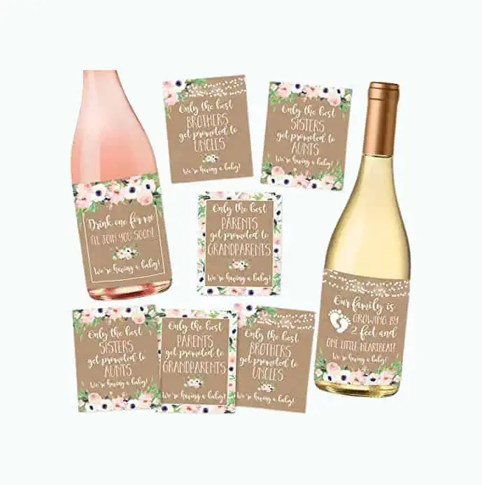 Product Image of the 8 Pregnancy Announcement Gifts, Announcing New Baby Reveal, Funny Wine Bottle...