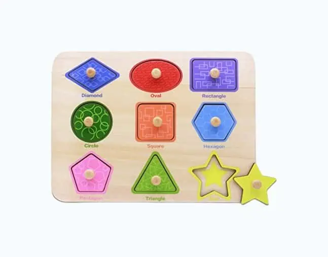 Product Image of the Aile Toddler Wooden Preschool Learning Shape Peg Puzzle Board Toys