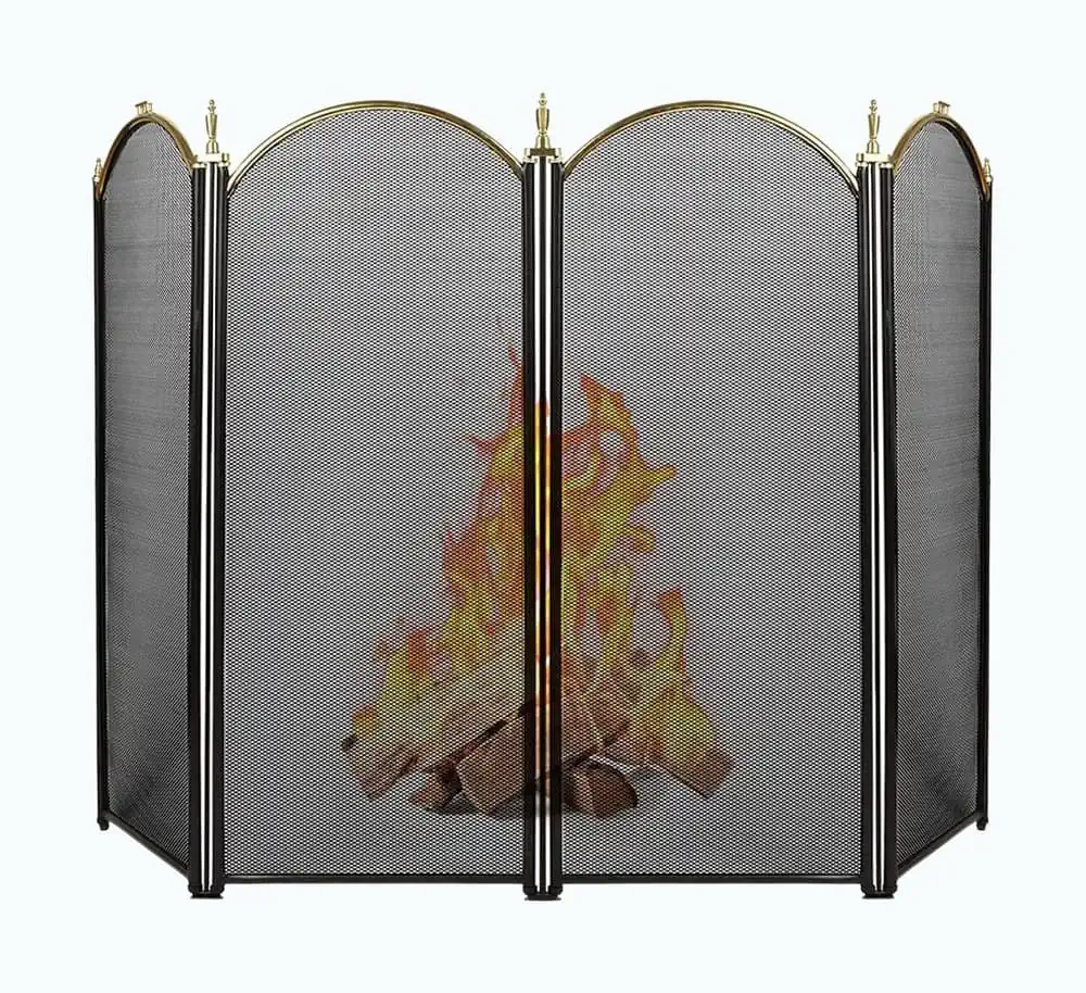 Product Image of the Amagabeli: 4 Panel, Ornate, Wrought Iron, Fireplace Screen