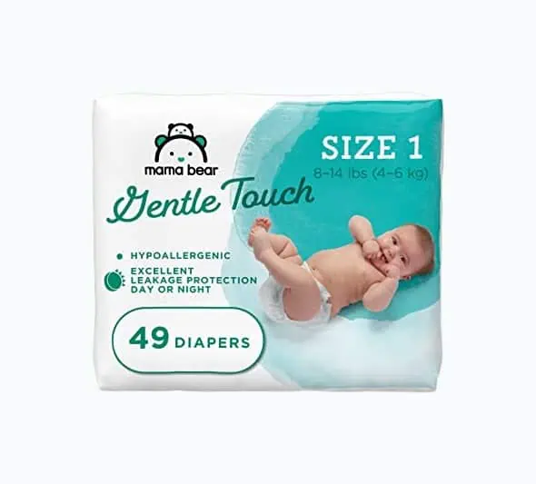 Product Image of the Amazon Brand - Mama Bear Gentle Touch Diapers, Hypoallergenic, Size 1, White, 49...