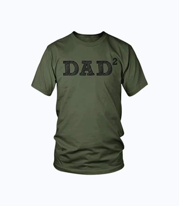 Product Image of the Amdesco Men's Dad 2, Squared, Father of Two, Father's Day T-Shirt, Moss Green...