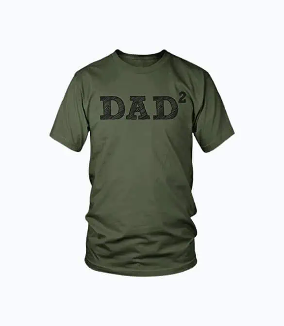 Product Image of the Amdesco Men's Dad 2, Squared, Father of Two, Father's Day T-Shirt, Moss Green...