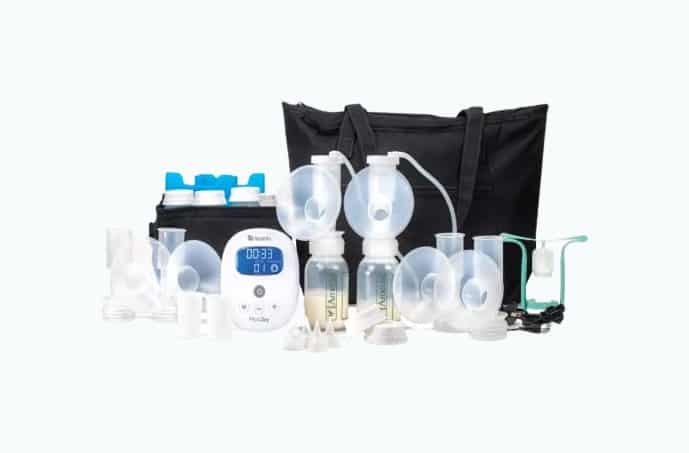 Product Image of the Ameda MYA Joy Double Electric Breast Pump Plus Deluxe Accessories, Large Tote...