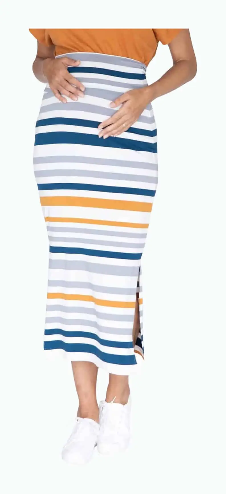 Product Image of the Angel Maternity: Stripe Maternity Midi Skirt