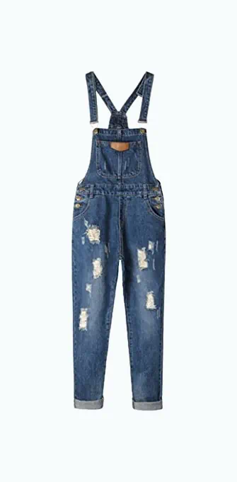Product Image of the AvaCostume Adjustable Strap Ripped Denim Overalls