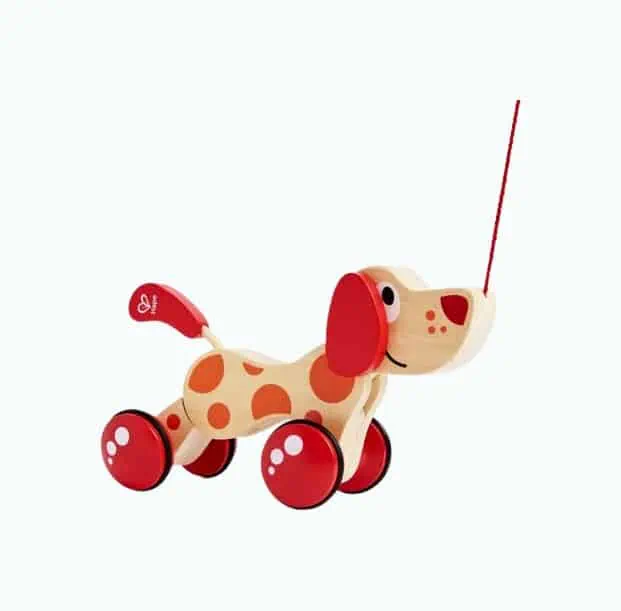 Wooden Dog Pull Toy for Kids Pull Along Toy for 1 Year Old Wooden