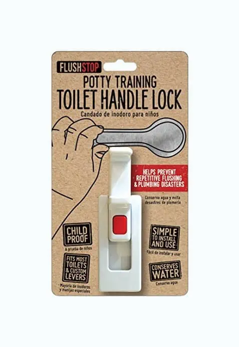 Product Image of the Childproof Toilet Handle Lock (1-Pack, Red Button)