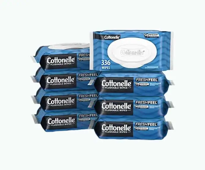 Product Image of the Cottonelle Freshfeel Flushable Wet Wipes, Adult Wet Wipes, 8 Flip-Top Packs, 42...