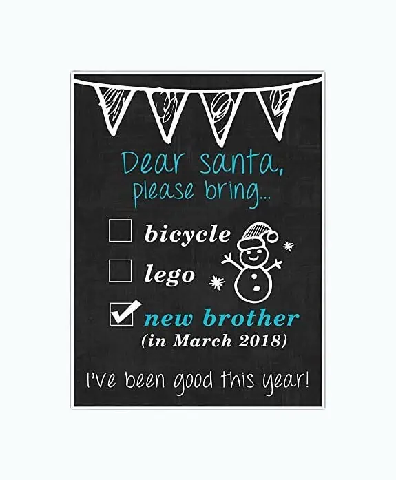 Product Image of the Dear Santa Personalized Pregnancy Announcement Chalkboard Sign Photo Prop...