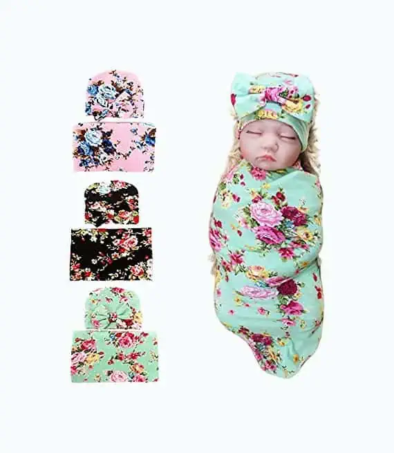 Product Image of the Dreshow 3-Pack Floral Receiving Blankets