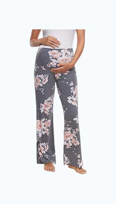Product Image of the Ecavus Women's Maternity Comfy Palazzo Lounge Pants Stretch Pregnancy Shorts...