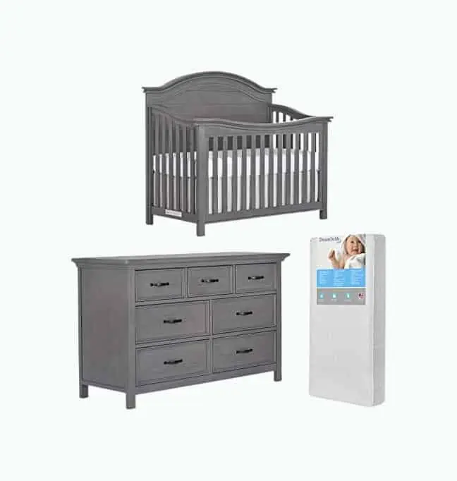 Product Image of the Evolur Belmar Curve Crib and Dresser Nursery Set