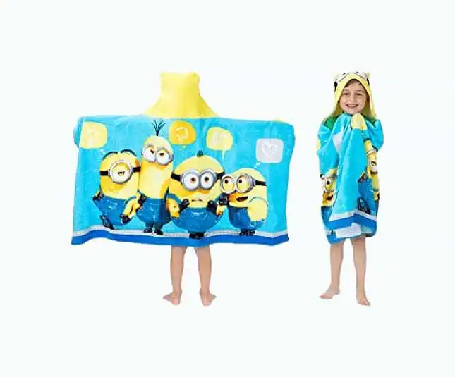 Product Image of the Franco Kids Minions Hooded Towel Wrap