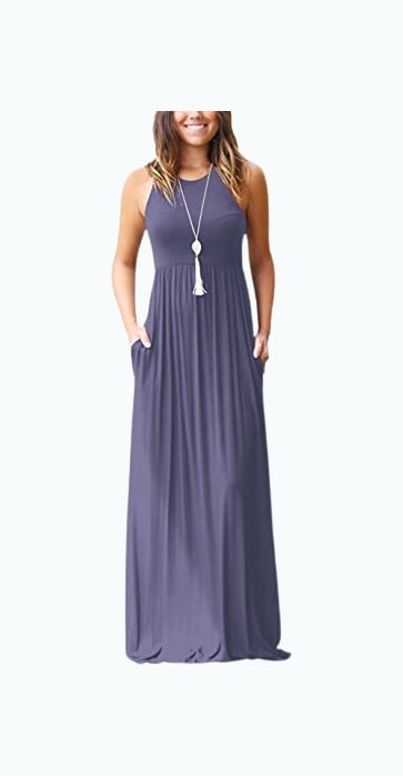 Product Image of the GRECERELLE Women's Sleeveless Racerback Loose Plain Maxi Dresses Casual Long...
