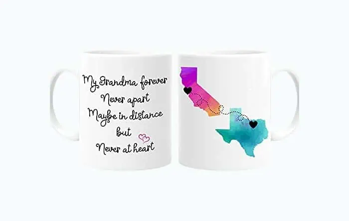 Product Image of the Grandma Quote Long Distance Mug, States and Countries, Personalize the Name On...