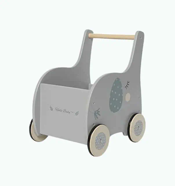 Product Image of the Grey Elephant-2-in-1 Baby Learning Walker Wooden Strollers - Toddler Baby Push...