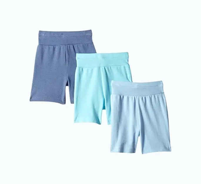 Product Image of the Hanes, Ultimate Flexy Knit Toddler and Baby Shorts, 3-Pack, Dark Blues, 0-6...