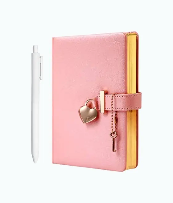 Product Image of the Heart Shaped Lock Diary with Key for Girls PU Leather Cover Journal Personal...