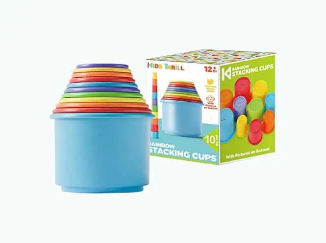 Product Image of the KIDSTHRILL Rainbow Colors Baby Stacking Cups for Toddlers, Tall Baby Stacking...