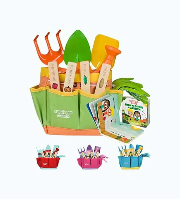 Product Image of the Kids Gardening Tools and Story Book