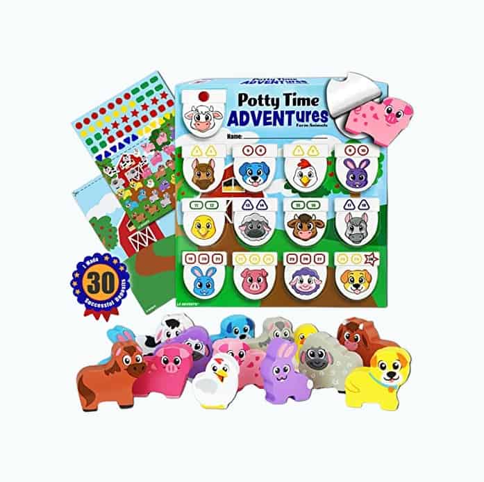 Product Image of the LIL ADVENTS Potty Time Adventures - Farm Animals with 14 Wooden Block Toy Prizes...