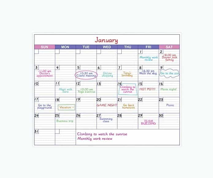 Product Image of the Large Dry Erase Calendar for Wall - Undated 1 Month Wall Calendar, 50' x 30',...