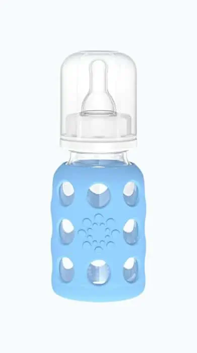 Product Image of the Lifefactory 4-Oz Glass Baby Bottle with Protective Silicone Sleeve and Stage 1...