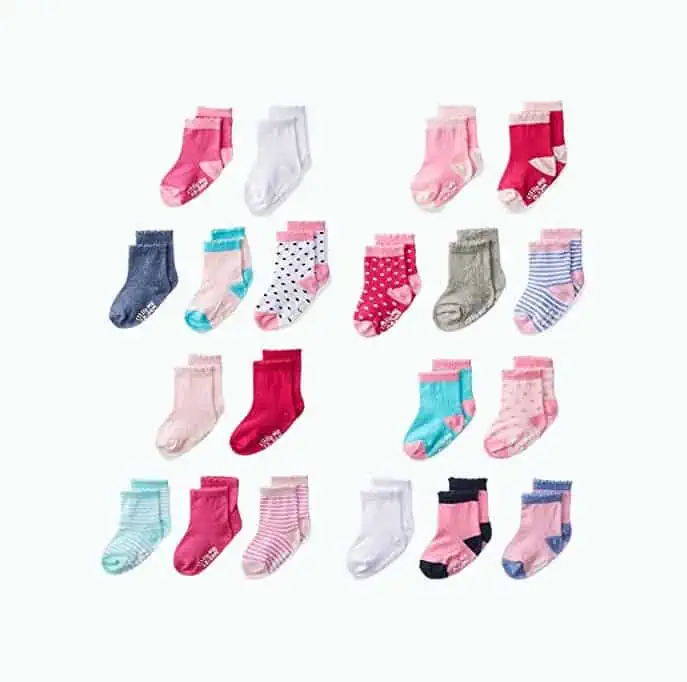 Product Image of the Little Me 20-Pair Newborn Baby Infant & Toddler Girls Socks, 0-12/12-24 Months,...