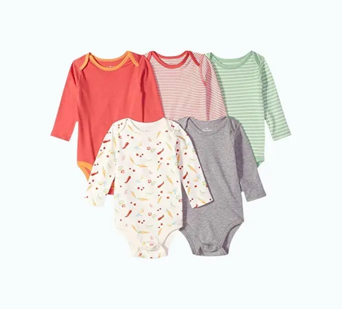 Product Image of the Moon and Back Baby Set of 5 Organic Long-Sleeve Bodysuits