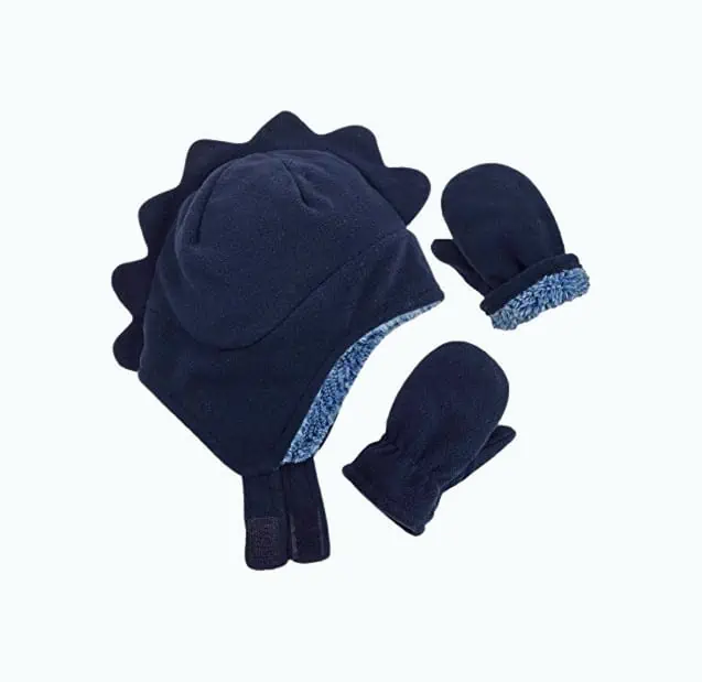 Product Image of the N'Ice Caps Little Boys and Baby Soft Sherpa Lined Fleece Dino Hat Mitten Set...