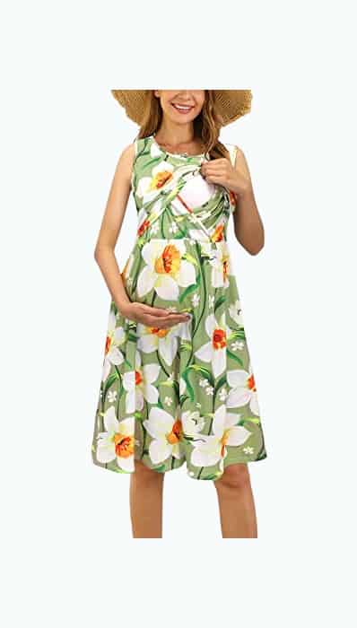 Product Image of the OUGES Womens Sleeveless Summer Floral Maternity Dresses Nursing Gown...