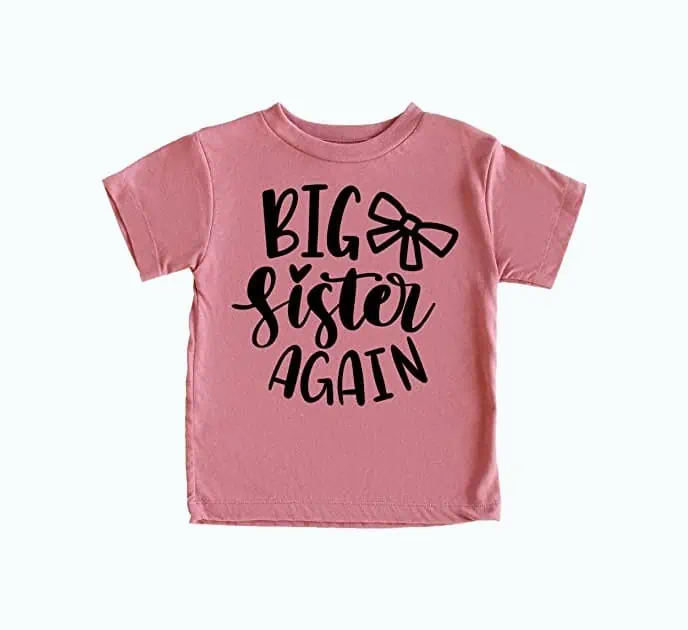 Product Image of the Olive Loves Apple Bow Big Sister Again Sibling Announcement Shirts for Baby and...