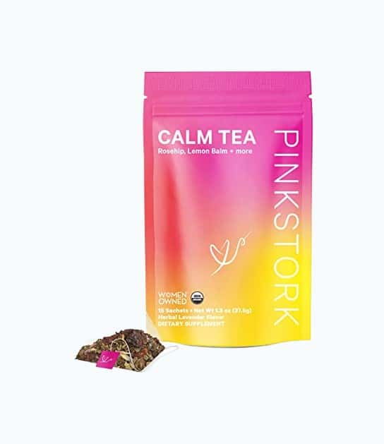 Product Image of the Pink Stork Calm Tea: Lavender Herbal Tea, 100% Organic, Stress Relief,...
