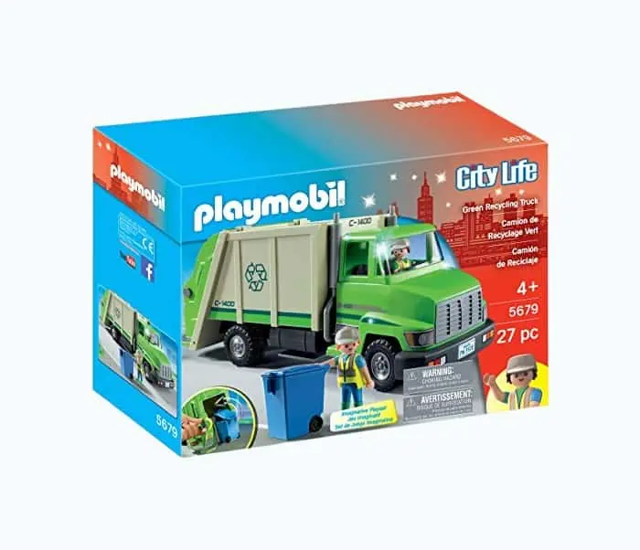 Product Image of the PlayMobil Green Recycling Truck