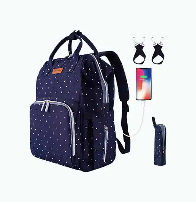 Product Image of the Qwreoia Polka Dot Diaper Backpack